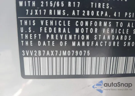 2018 Volkswagen Tiguan 2.0T Se/2.0T Sel from USA, damaged, VIN 3VV2B7AX7JM079075
